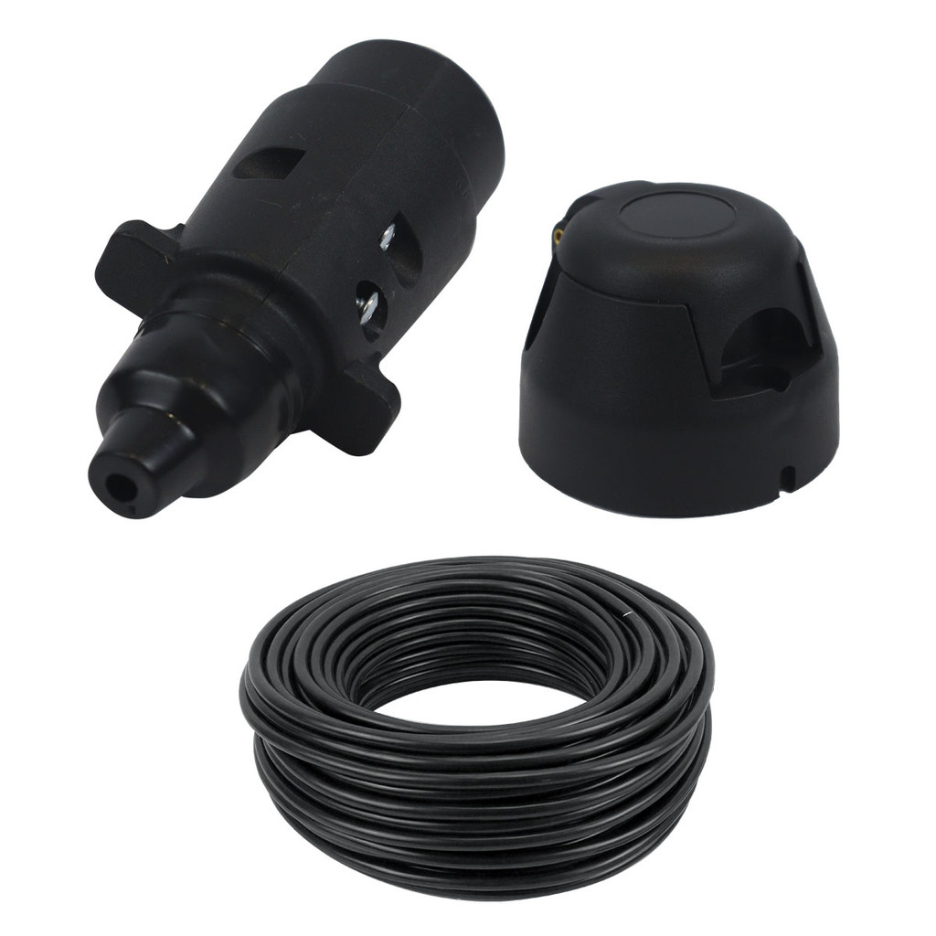 Kit Tomada Engate Reboque 7 Polos Macho Fêmea + Cabo PP 5x1m Resistente Vários Tamanhos Carretinha em Oferta na Shopee