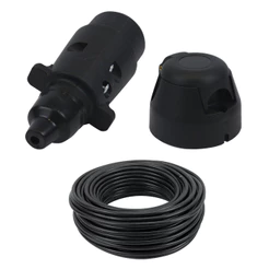 Kit Tomada Engate Reboque 7 Polos Macho Fêmea + Cabo PP 5x1m Resistente Vários Tamanhos Carretinha