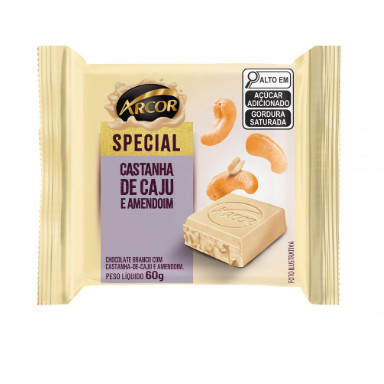 Chocolate Branco Special Castanha De Caju E Amendoim Arcor 60g
