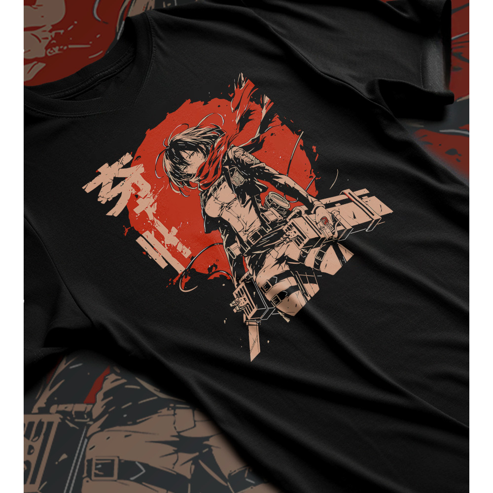 [Camiseta Premium em Algodão Puro]GXG Camiseta Basica Algodao Attack On Titan Mikasa Ackermann Última Descendente Clã Sh