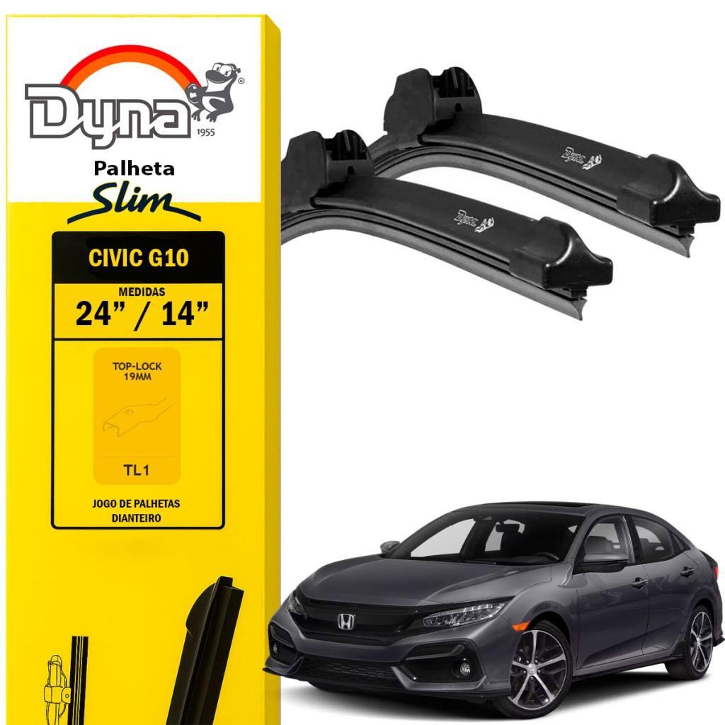 Par palheta parabrisa dianteiro Civic 2017 em diante Original Dyna Alta Durabilidade