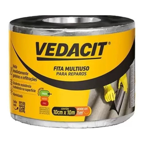 Manta Asfáltica Adesiva Alumínio Fita Vedação Vedacit 10cm
