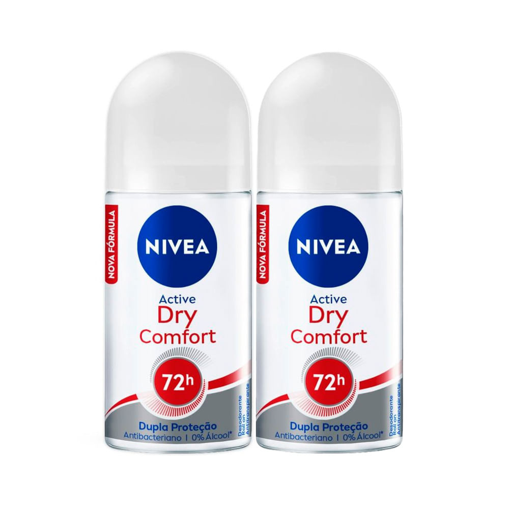 Kit 2 Desodorante Antitranspirante Roll-on Nivea Dry Comfort 50ml - Beauty