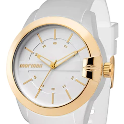 Relógio Feminino Mormaii Branco Aço Inox Pulseira Silicone à Prova d'Água Original MOPC21JAG8B