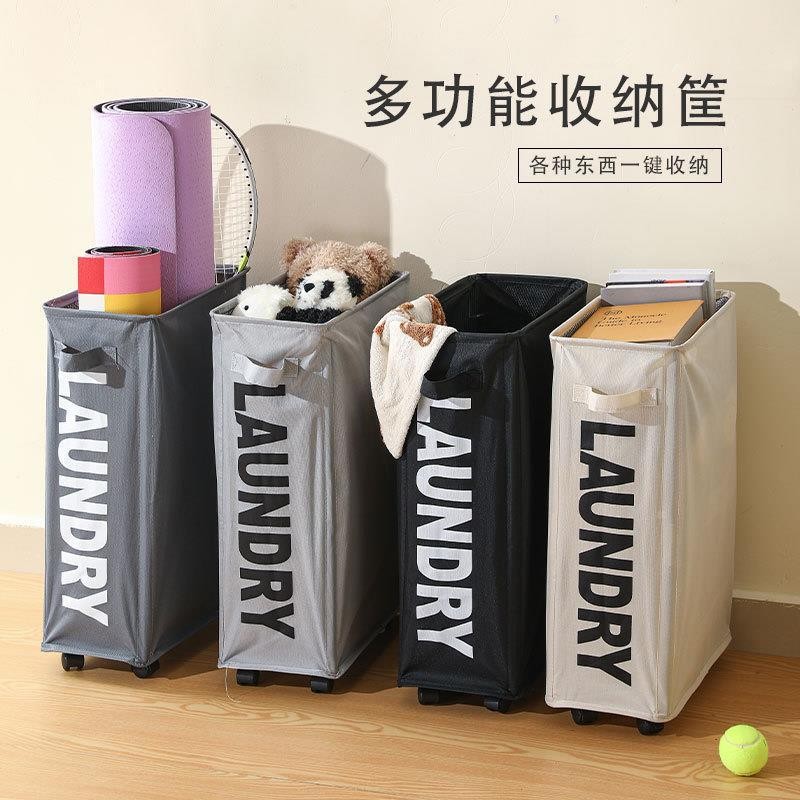 Cesto De Roupa Suja Fino Com Rodas Universais Canto Dobrável Em Tecido Oxford Organizador De Roupas Sujas em Oferta na Shopee
