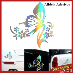 Adeisivo Carro Moto Borboleta Flor holografico
