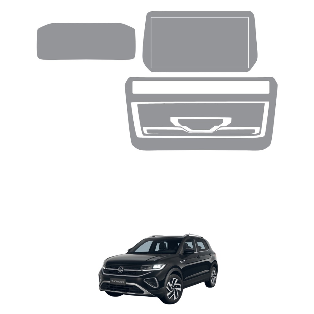 Película PPF Proteção Kit Velocímetro Multimídia Console Ar VW T-Cross Comfortline 2025 TPU Anti Risco