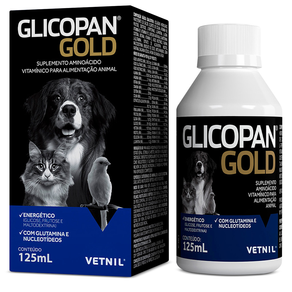 Suplemento Vetnil Glicopan Gold Para Cães E Gatos Pets 125ml - Pets