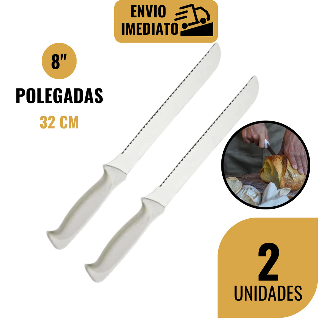 Faca de Pão 1/2/5/6 Peças Bolo Serrilhada Jogo de Facas Cozinha Espátula Inox Cabo Branco Resistente