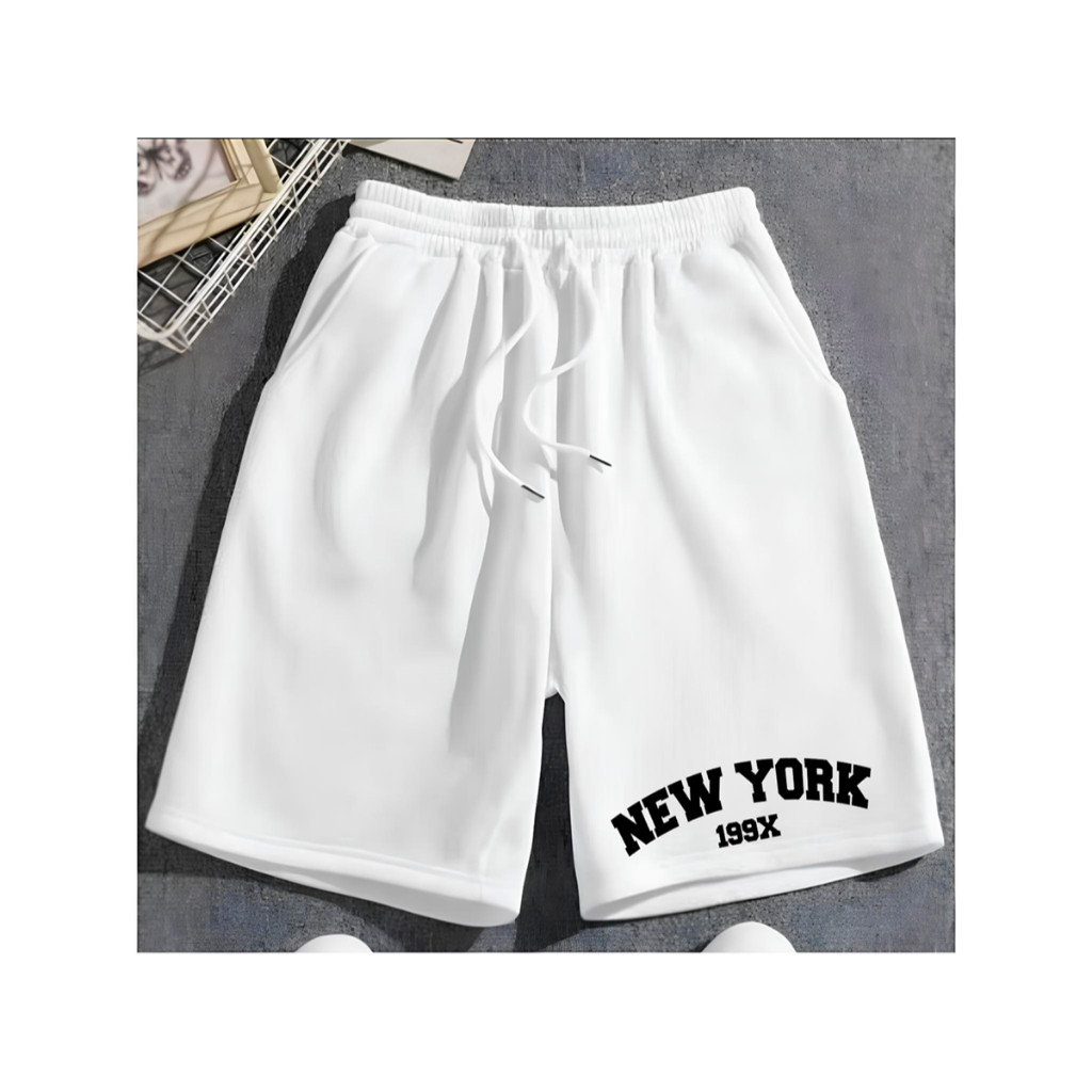 Short Moletom Masculino New York Casual Premium Flanelado Algodão Confortável Gola Ajustável