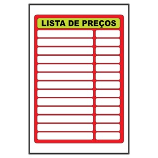 10 Placas Cartaz Lista de Preço Reutilizável  - 21x30 - Escreve e Apaga em Oferta na Shopee