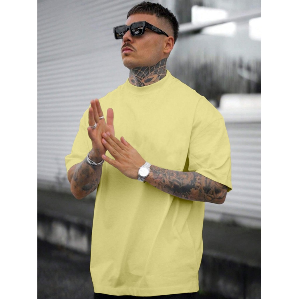 Blusa Oversized Amarelo Esportiva Lisa Unissex Camiseta Larga Confortável T Shirt Plus Size Clássica