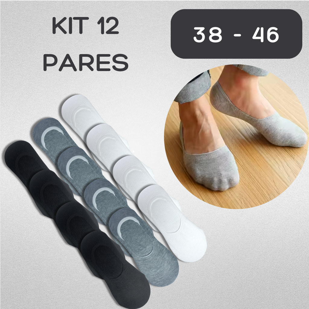 Kit Até 12 Pares Meia Invisível Soquete Cano Curto Premium