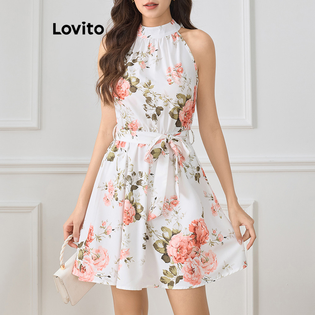Lovito Vestido Elegante Floral Com Cadarço Vestido De Verão Para Mulheres L118ED035 - Women Clothes