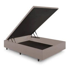 Cama Box Baú Viúvo 120x203x34 cm Courino Linho Bege
