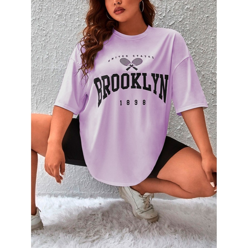 Camiseta Oversized Estilosa Moderna Blusa Casual Confortável Streetwear Estampada 1898 Brooklyn