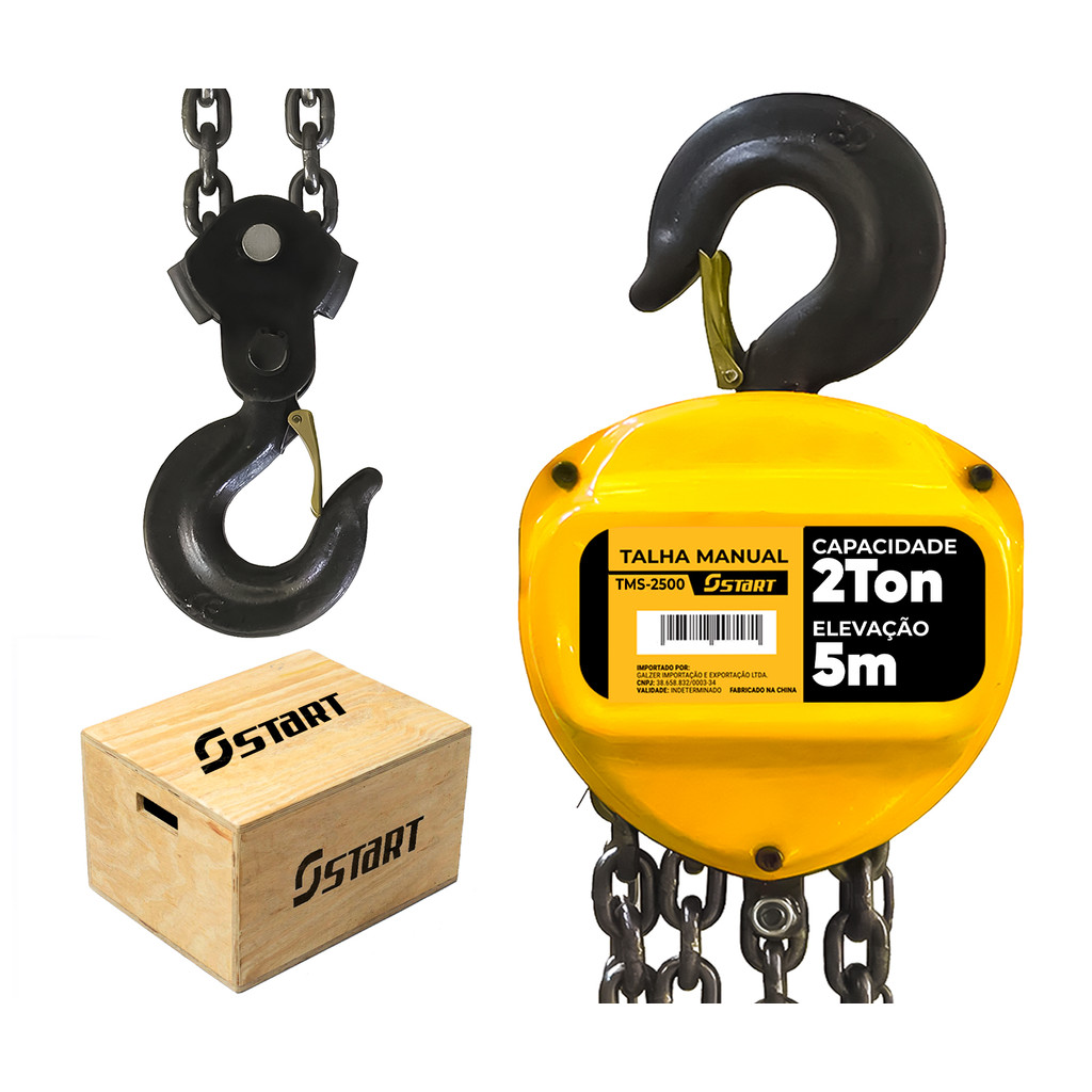 Talha Manual Mecânico 2 toneladas Corrente 5 metros Elevação Start em Oferta na Shopee