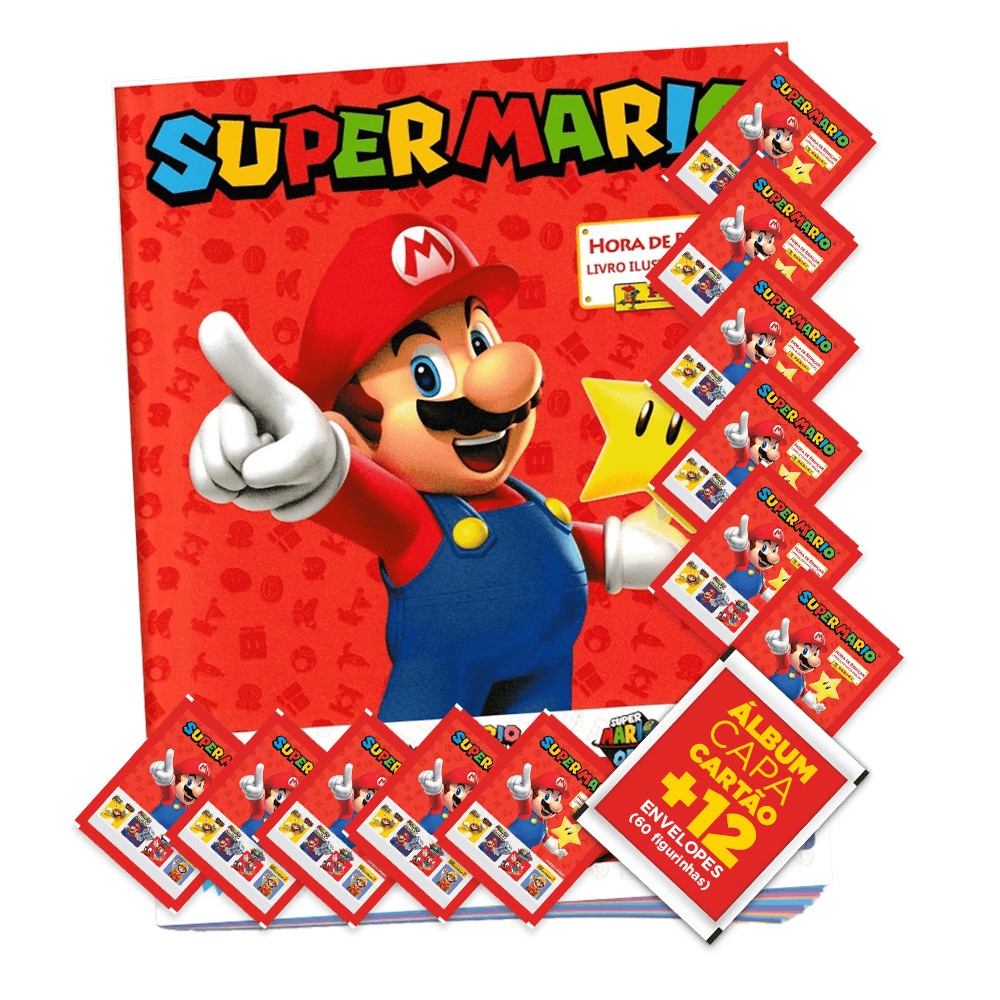 Super Mario Hora de Brincar - Álbum Capa Cartão + 12 envelopes (60 Figurinhas) - Novo em Oferta na Shopee