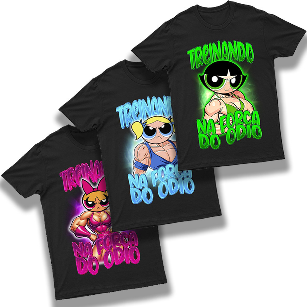 Camisetas Feminina Kit 3 Camisas De Treino "Lindinha Docinho Florzinha" Maromba Meninas Poderosas