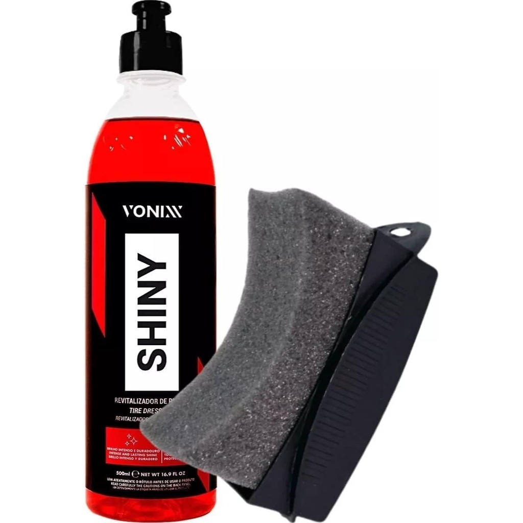 Shiny Pneu Pretinho Super Brilho e Proteção 500ml Vonixx + Aplicador de Pretinho Detailer