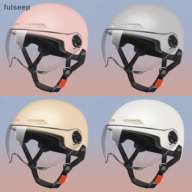 [fulseep] Capacete De Segurança Masculino E Feminino Adulto Crianças Desenho Animado Motocicleta Elétrica Meio Com Óculo