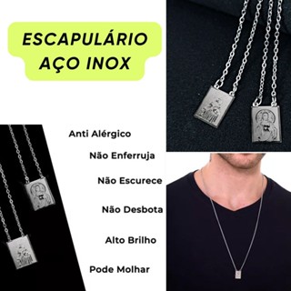 Corrente de Aço Inox Escapulário Nossa Senhora do Carmo Sagrado Coração de Jesus em Oferta na Shopee
