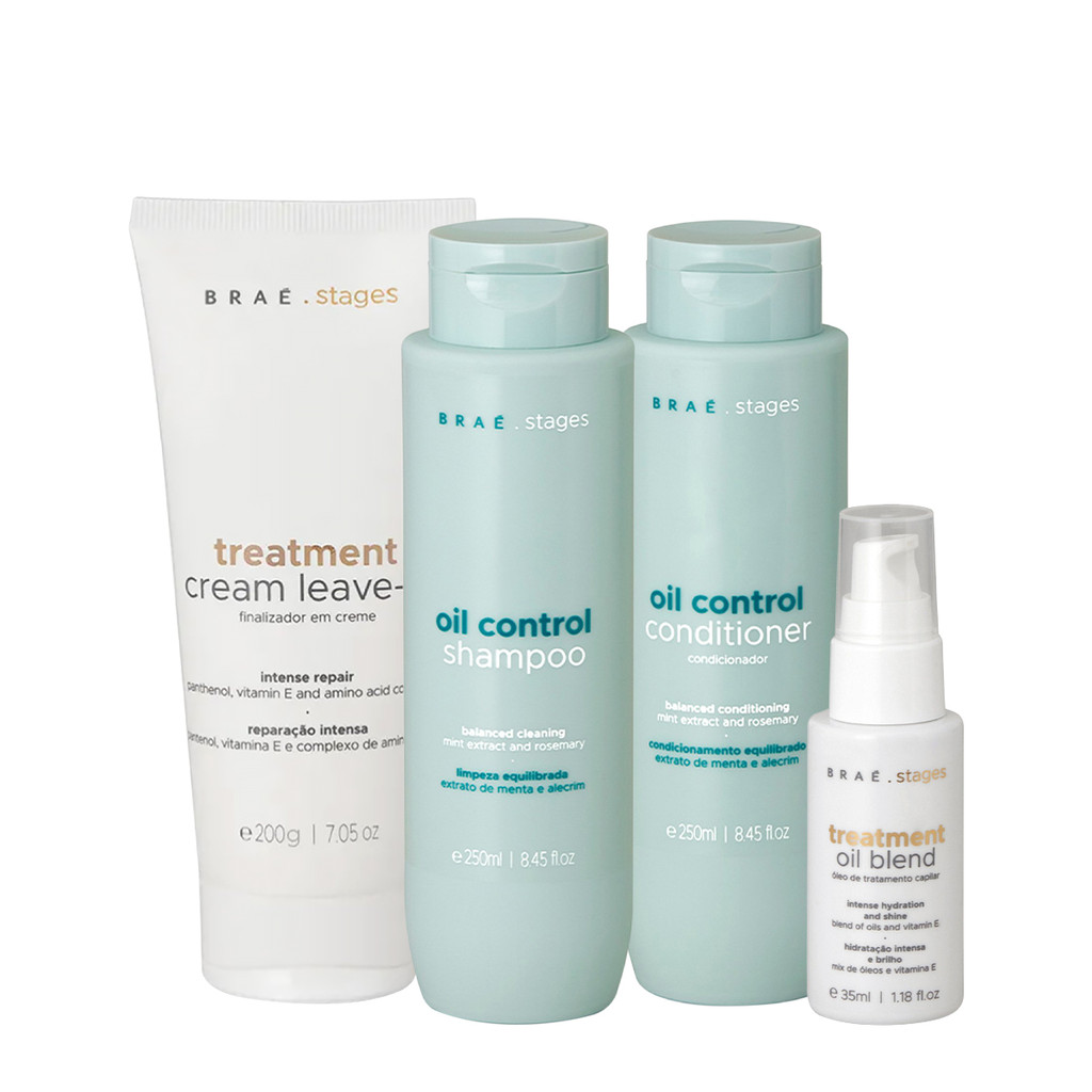 Kit Braé Stages Oil Control Duo Leave-in Oil (4 produtos) em Oferta na Shopee