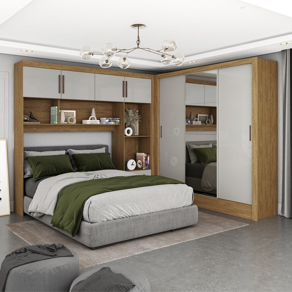 Guarda-roupa Casal Modulado 4 Portas Santiago 3 Portas Plus 5 Gavetas com Espelho - Home & Living