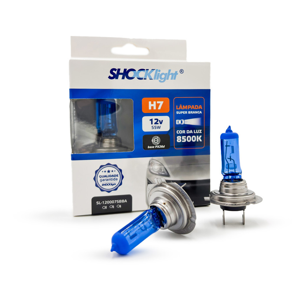 Par De Lâmpada Super Branca H7 8500k 12v 55w Shockligth