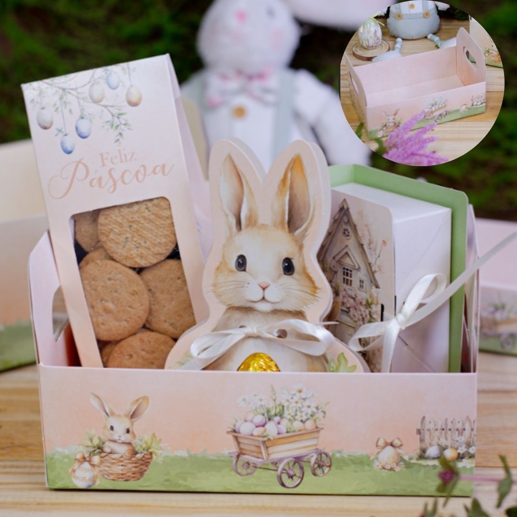 05 CESTA CAIXOTE M - 22X14X12 CM - COELHINHO ENCANTADO 5412 (PÁSCOA IDEIA 2025)