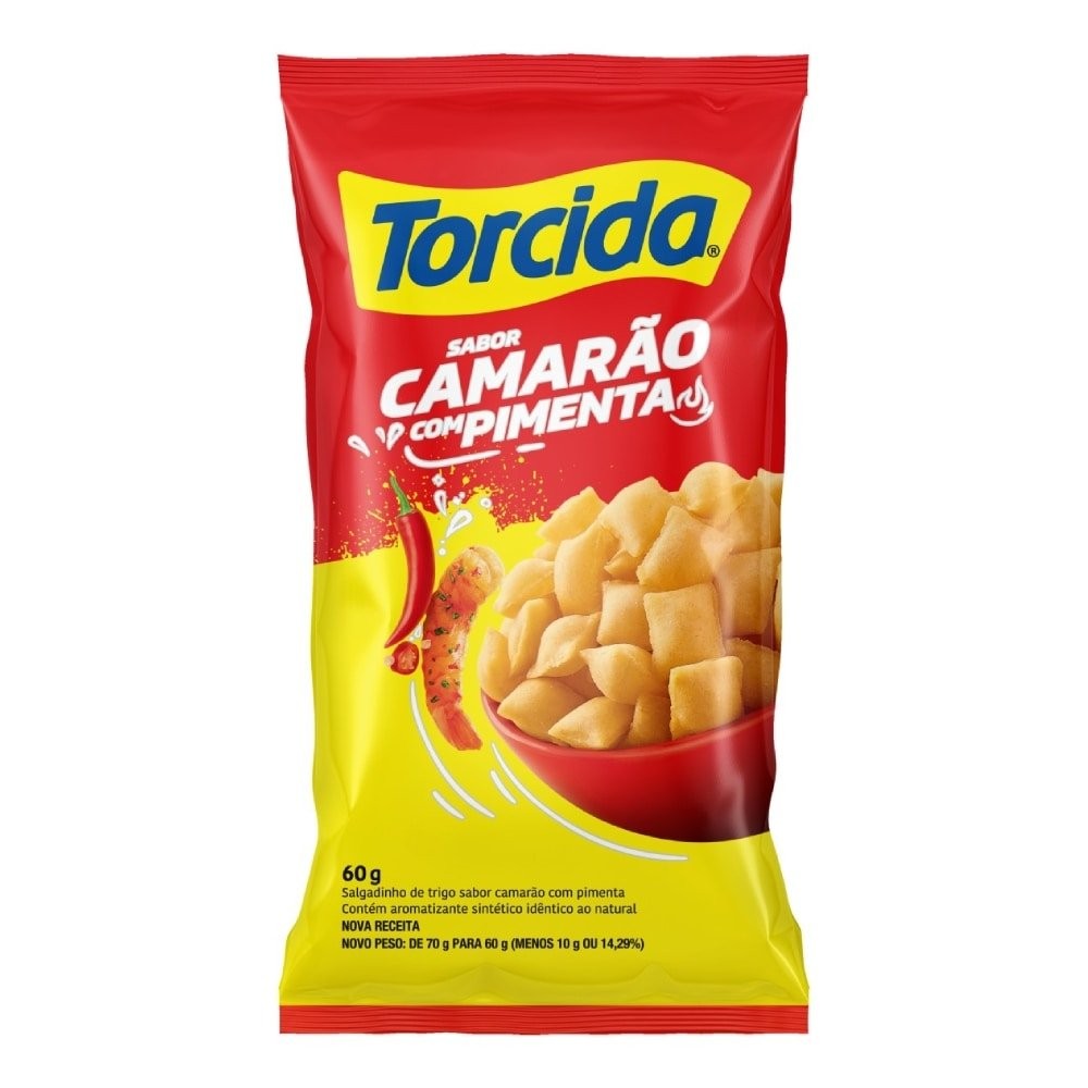 Salgadinho Torcida Camarão com Pimenta 60g  - Embalagem com 24 Unidades em Oferta na Shopee