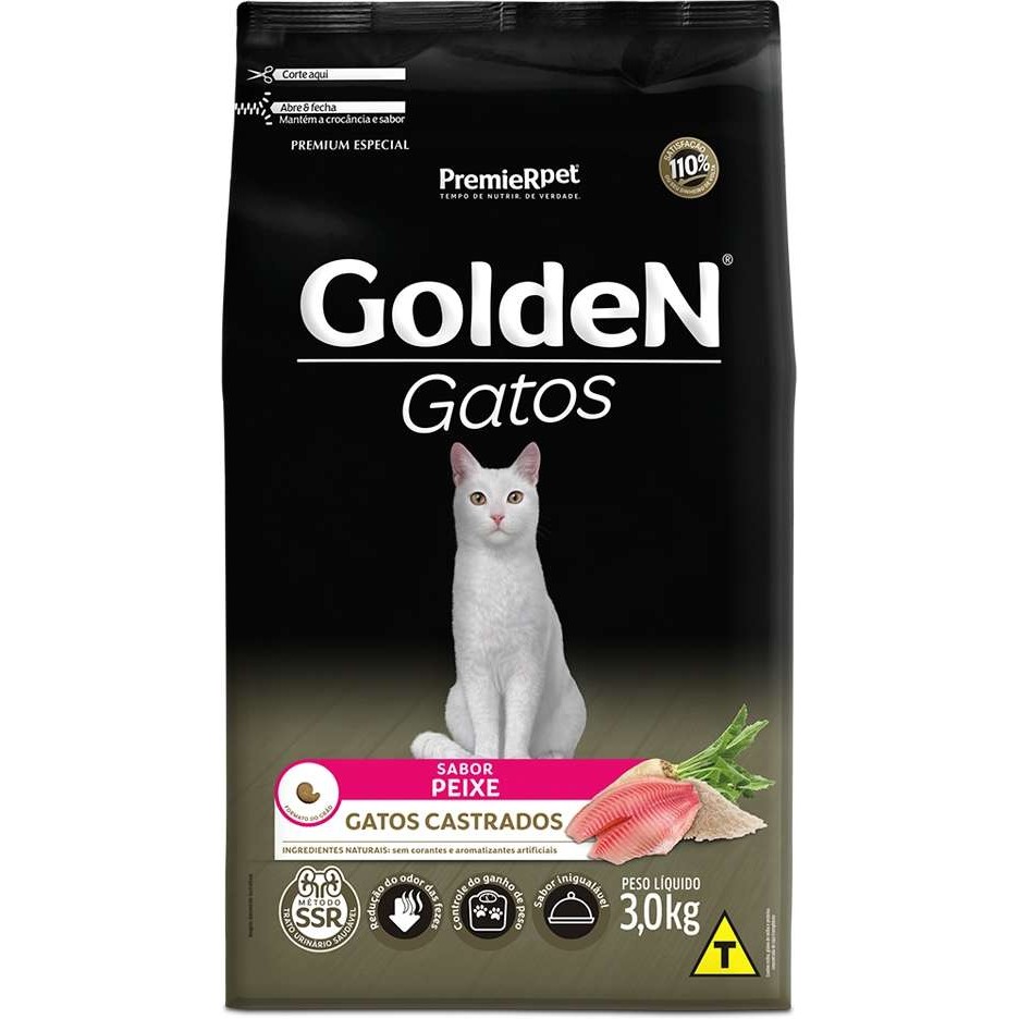 Ração 3kg Golden para Gatos Castrados Peixe