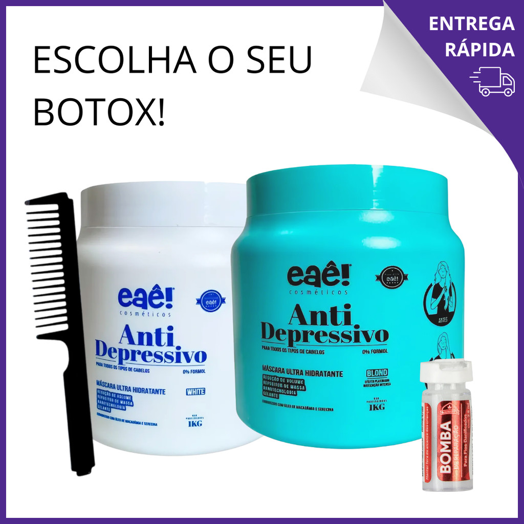 Redutor De Volume  Capilar Btx 1kg  Brilho Espelhado Pente e Ampola  Eae em Oferta na Shopee