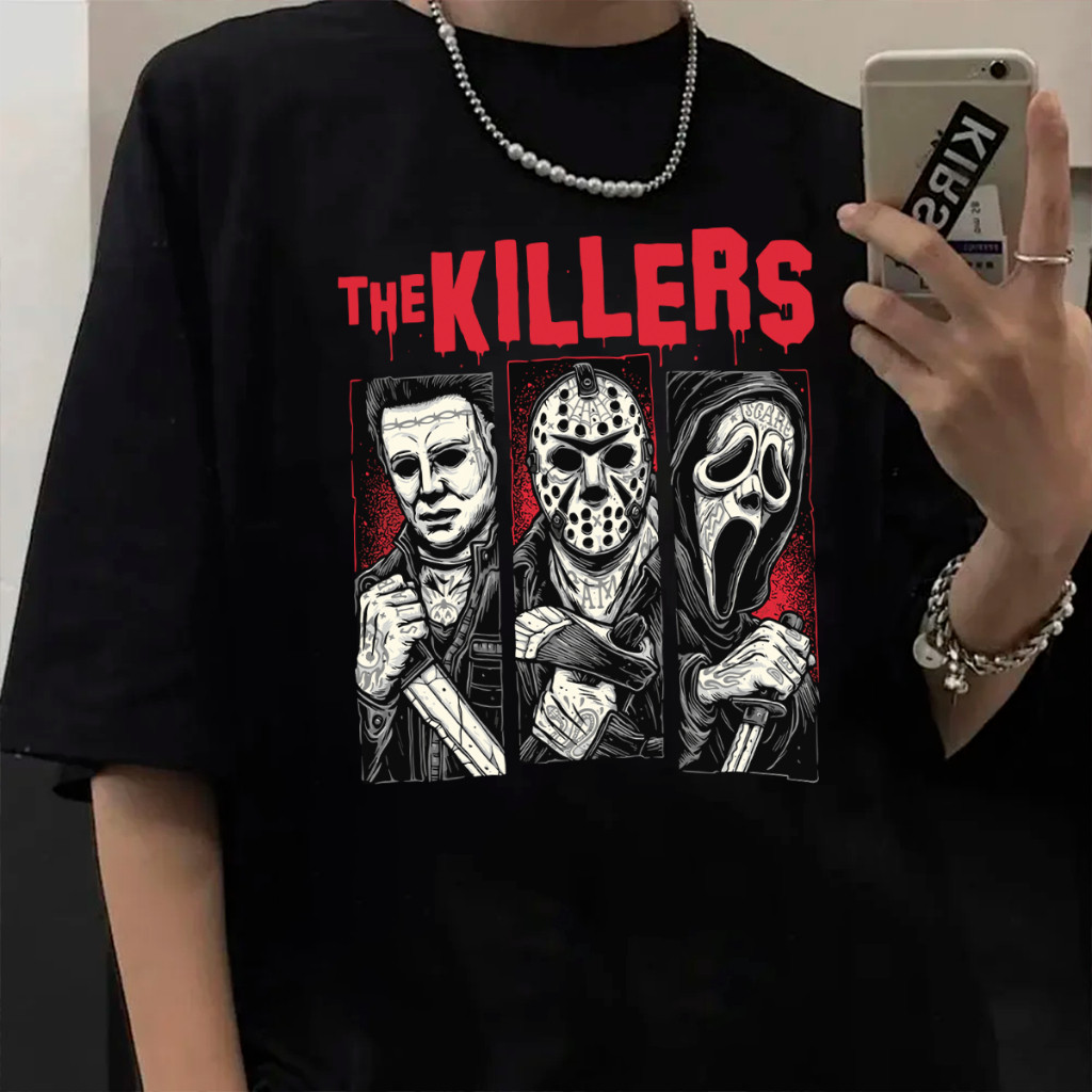 [Camiseta Premium em Algodão Puro]GXG Camiseta Basica Algodao Terror The Killers Leatherface Jason Sexta Feira 13 Panico em Oferta na Shopee