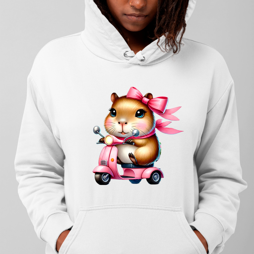 Casaco Moletom Feminino Estampa Capivara De Moto Super Fofa 100% Algodão Flanelado Confortável