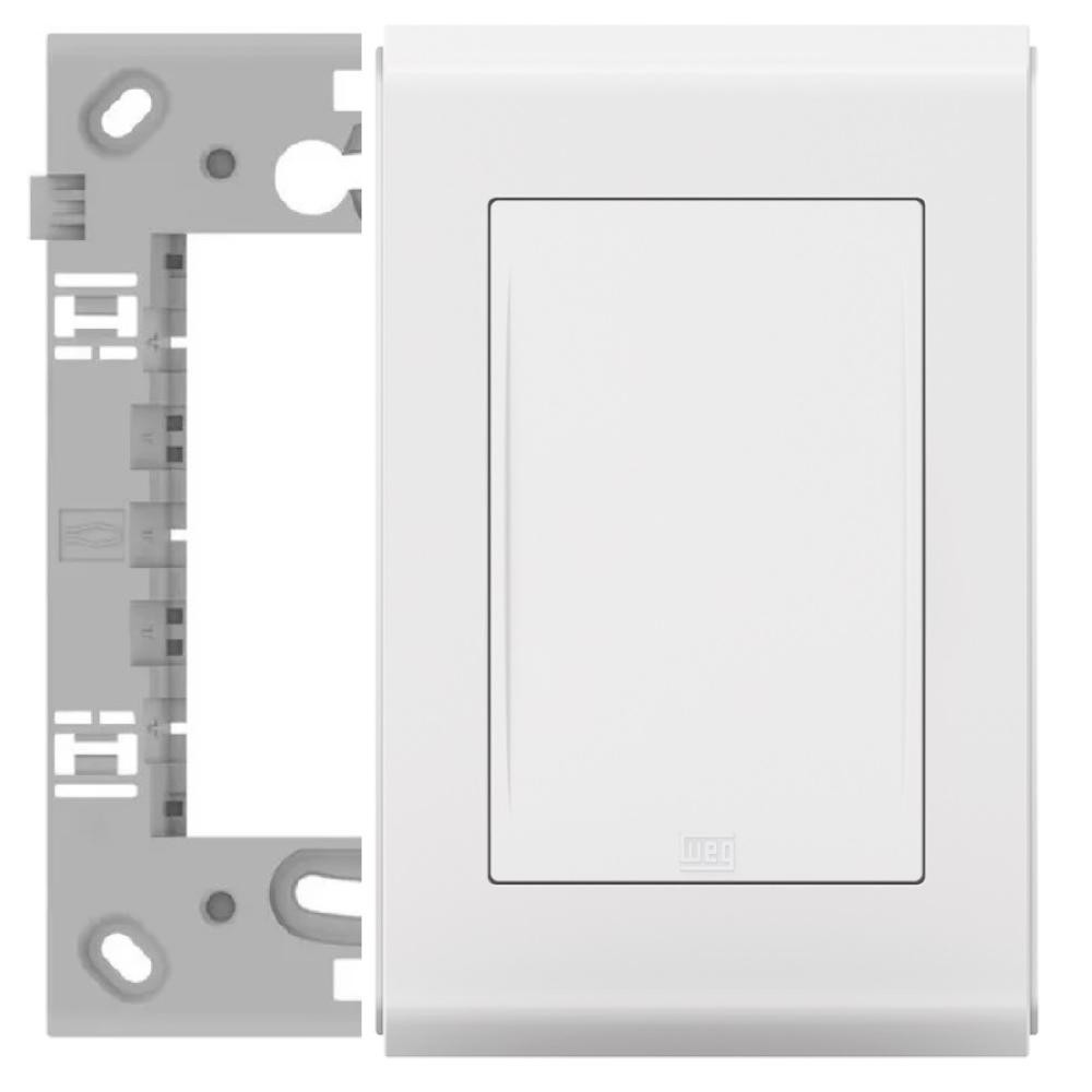 Conjunto Placa 4x2 Cega Refinatto Style Branco + Suporte Weg
