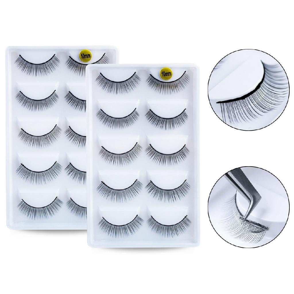 Kit 10 Pares Cílios 10mm Treino Prática Extensão Alongamento Aula Curso Lash Designer Cartela