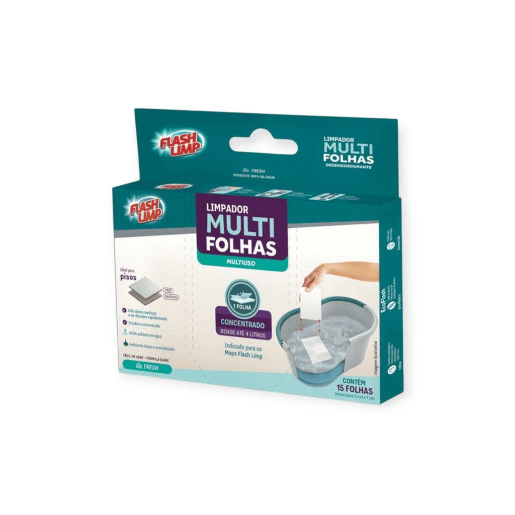 LIMPADOR MULTI FOLHAS MULTIUSO 15 FLS FRESH - FLASHLIMP
