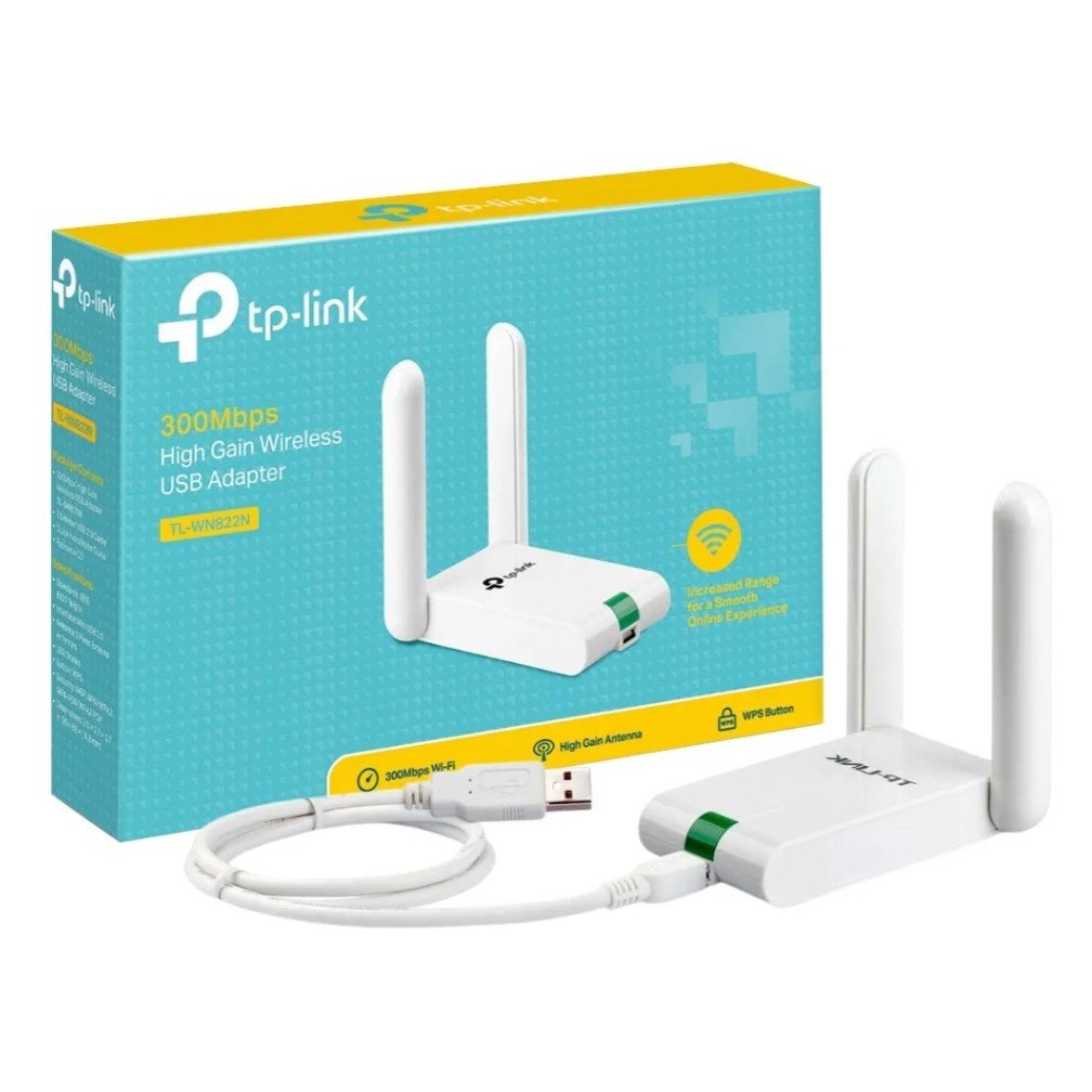 Adaptador Wireless Usb 2.0g 300Mbps 2 Antenas Branco TL-WN822N Tp-link