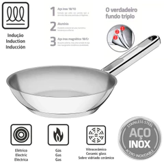 Frigideira Aço Inox 20cm 24cm ou 28 cm Tramontina Allegra Fundo Triplo de Indução