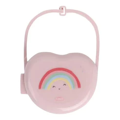 Porta Chupeta Plasútil Com Alça Linha Arco Íris 140ml Rosa