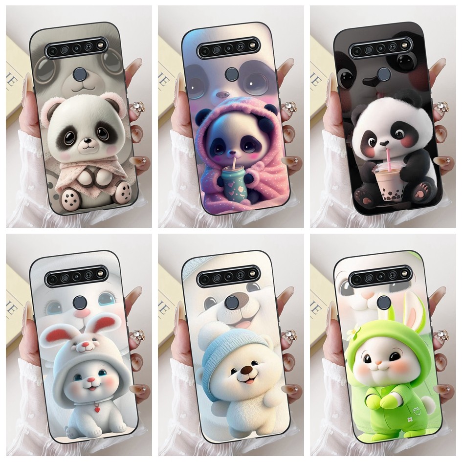 Capa Macia Para LG K61 2020 Embalagem LMQ630EAW LM-Q630EAW À Prova De Choque Bonito Panda Coelho Silicone Caso LGK61 K 6