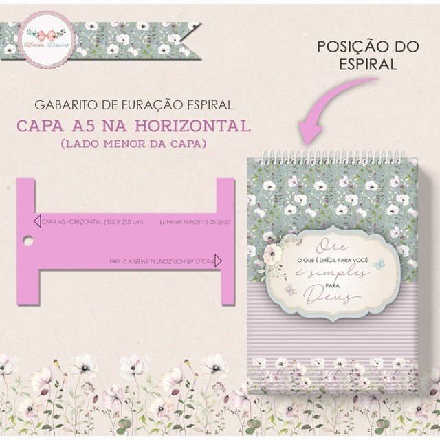 Gabarito para Capa Caderno Bloco de Notas A5 Horizontal Ferramenta para Encadernadora Espiral 11128