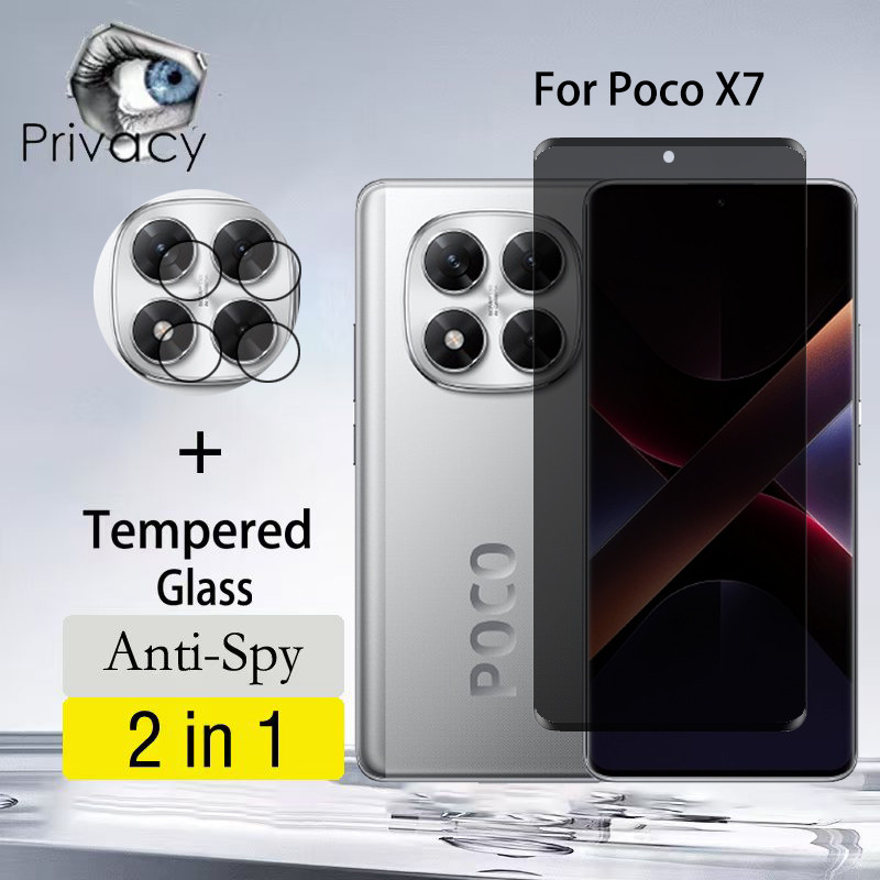 2 Em 1 Película Privacidade Poco X7 5G Pelicula Anti-Espionagem Para X6 X5 M6 C75 C65 4G 5G Vidro