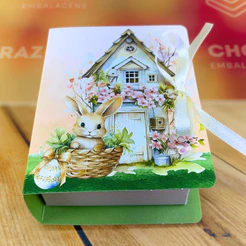 10 CAIXAS P/ 4 DOCES LIVRO - 9,5X8X4 CM - COELHINHO ENCANTADO 5404 (PÁSCOA IDEIA 2025)