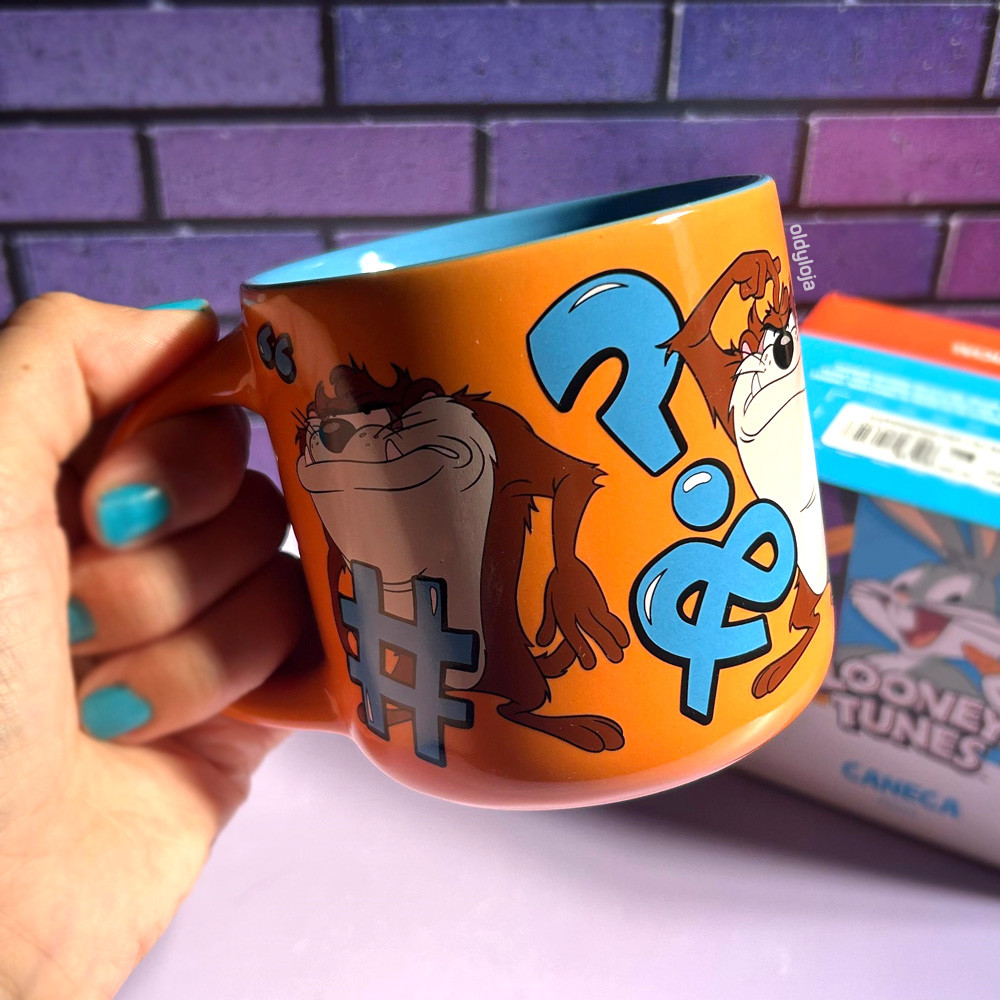 Caneca Taz Looney Tunes Taz Mania Engraçada Cerâmica 400ml Licenciada Canecas Diferentes
