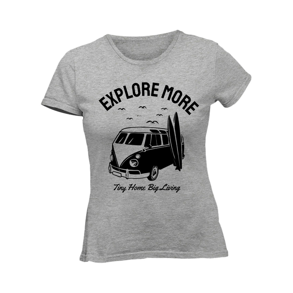Camiseta Feminino Kombi Viagem Motorhome Praia Verão Carro Antigo