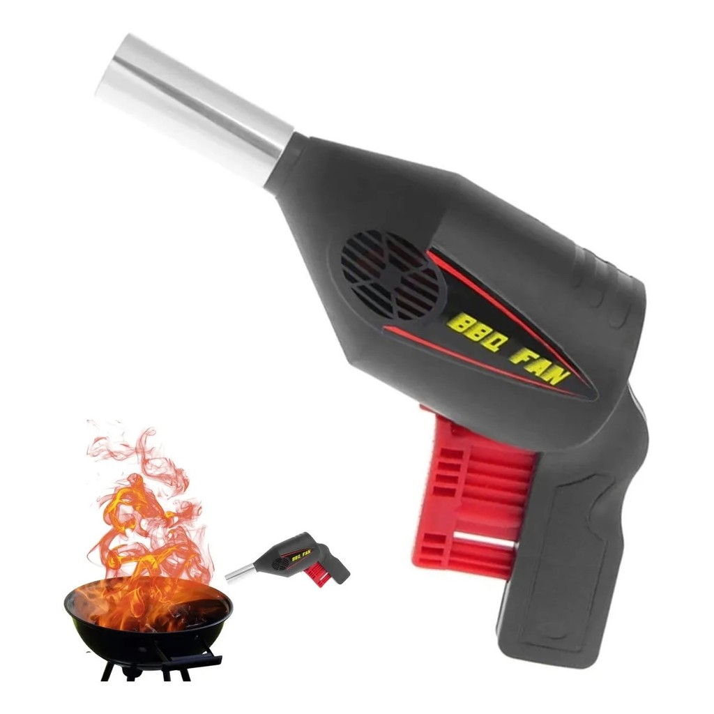 Acendedor Soprador Manual com Gatilho para Churrasqueira e Lareira Ventilador para Fogo tipo Pistola
