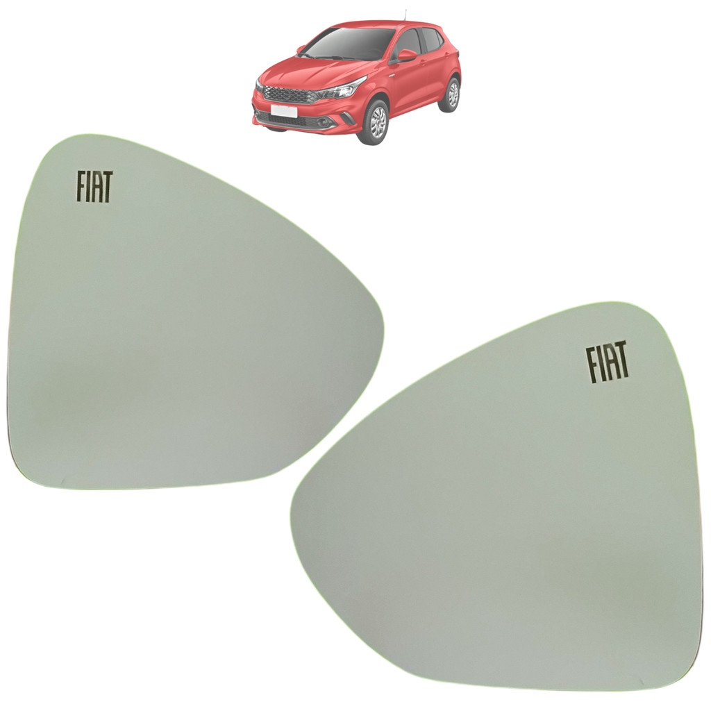 Par Lente Espelho C/ Base Retrovisor Argo 2018 Até 2022 Com Logo Fiat Gravado