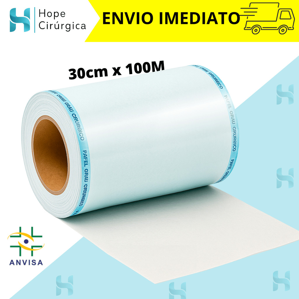 Bobina Papel Grau Cirúrgico para Esterilização Autoclave 30x100 Flexpell